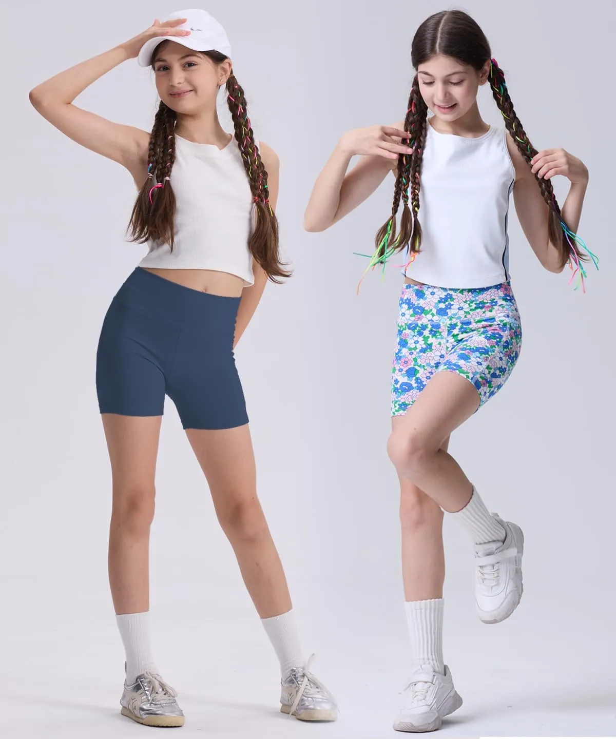 3 Pack Girls 4'' High Waisted Black Biker Shorts, Athletic Running Yoga Shorts for Kids Teen