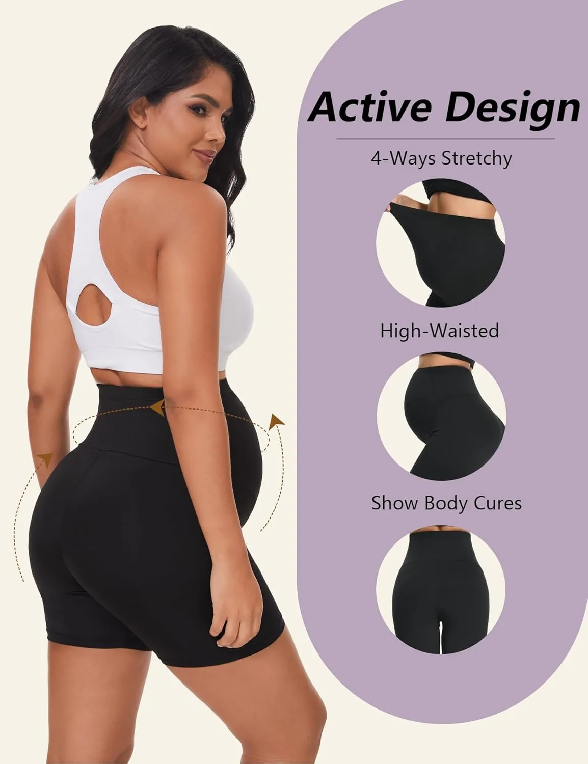 4 Pack Women's Maternity Yoga Shorts Over The Belly Pregnancy Biker Workout Active Athletic Pregnant Shorts 5