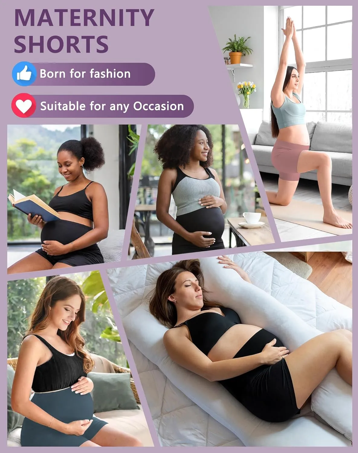 4 Pack Women's Maternity Yoga Shorts Over The Belly Pregnancy Biker Workout Active Athletic Pregnant Shorts 5
