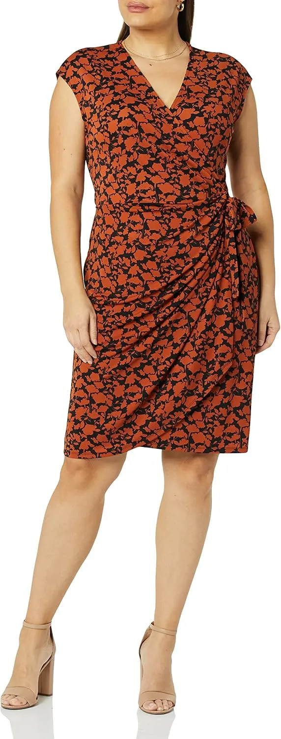 Amazon Essentials Women's Classic Cap Sleeve Wrap Dress (Available in Plus Size)