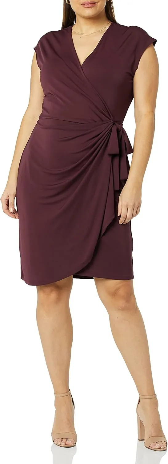 Amazon Essentials Women's Classic Cap Sleeve Wrap Dress (Available in Plus Size)