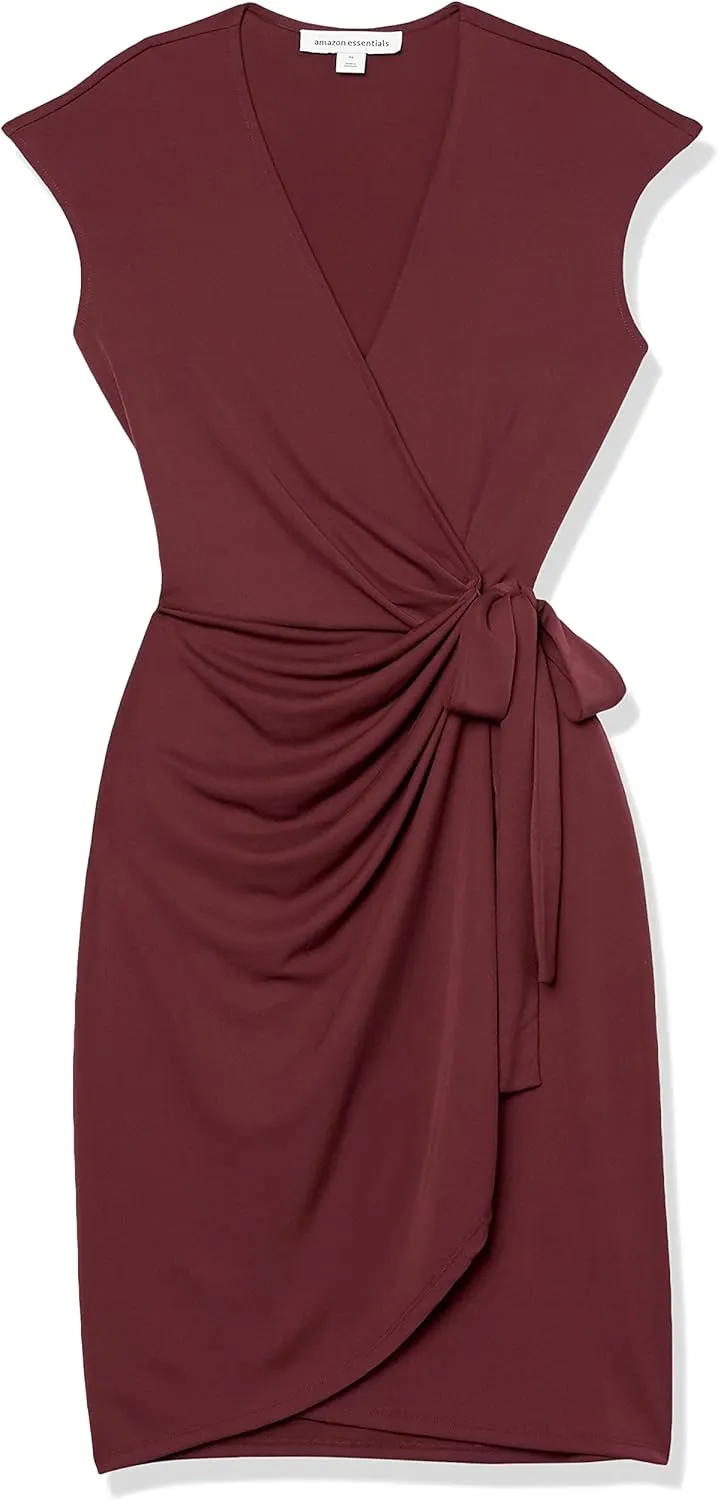 Amazon Essentials Women's Classic Cap Sleeve Wrap Dress (Available in Plus Size)