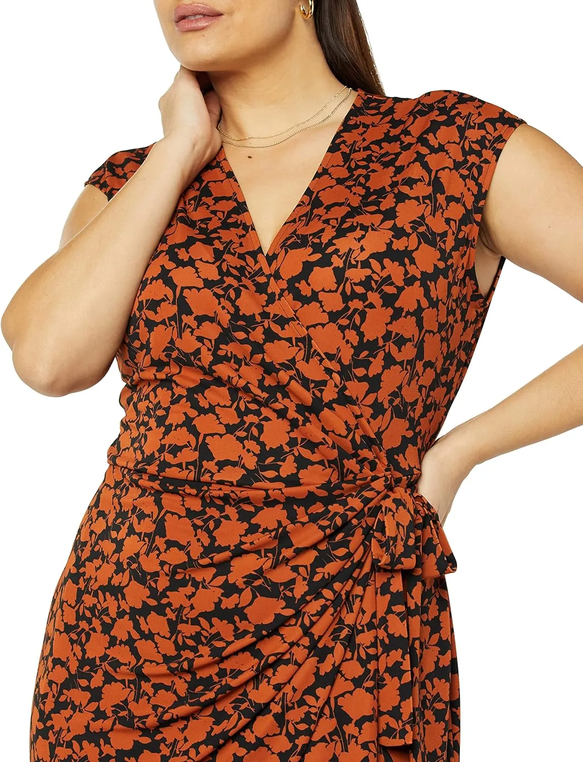 Amazon Essentials Women's Classic Cap Sleeve Wrap Dress (Available in Plus Size)