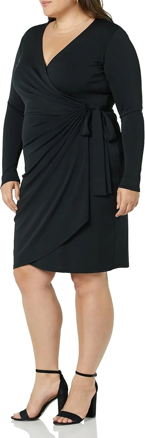 Amazon Essentials Women's Long Sleeve Classic Wrap Dress (Available in Plus Size)