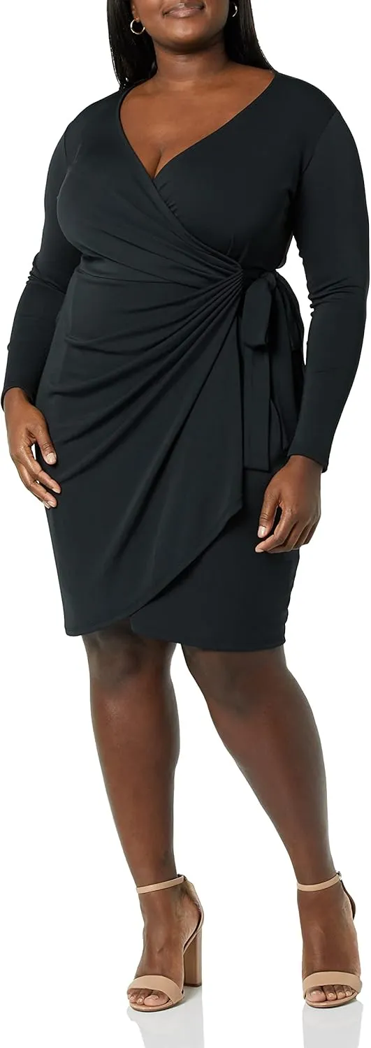 Amazon Essentials Women's Long Sleeve Classic Wrap Dress (Available in Plus Size)