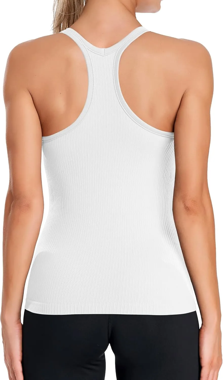 ATTRACO Ribbed Workout Tank Tops for Women with Built in Bra Tight Racerback Scoop Neck Athletic Top