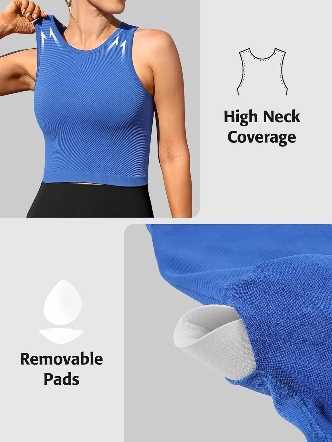 ATTRACO Workout Tank Tops for Women Seamless Full Length Gym Tops Athletic Yoga Top Built in Bra