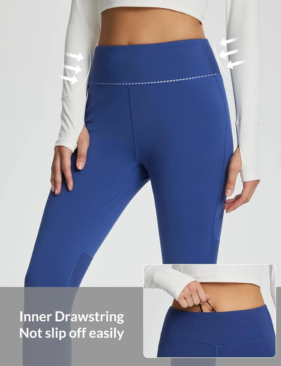 baleaf Women's Fleece Lined High Waisted Workout Leggings Tummy Control Thermal Warm Tights Winter Running Ski Gear 27''