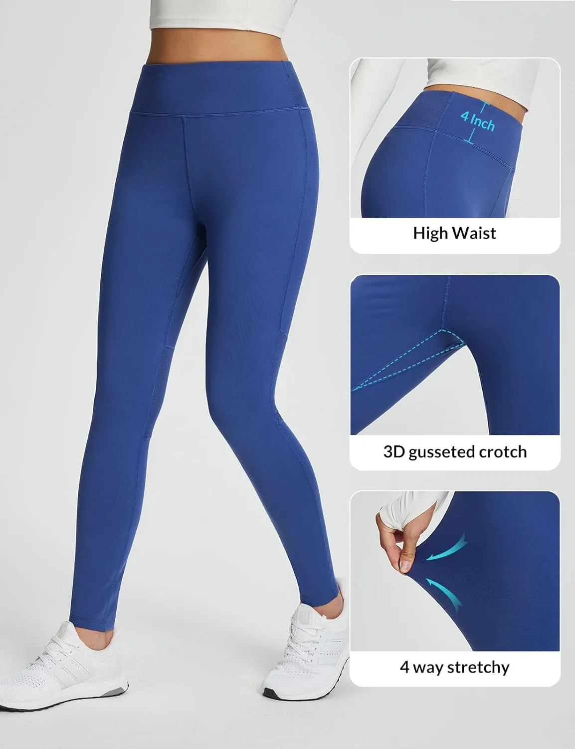 baleaf Women's Fleece Lined High Waisted Workout Leggings Tummy Control Thermal Warm Tights Winter Running Ski Gear 27''
