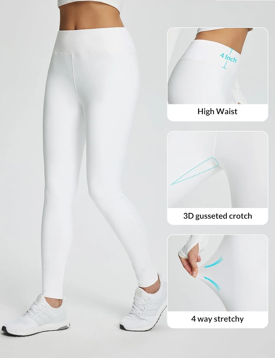 baleaf Women's Fleece Lined High Waisted Workout Leggings Tummy Control Thermal Warm Tights Winter Running Ski Gear 27''