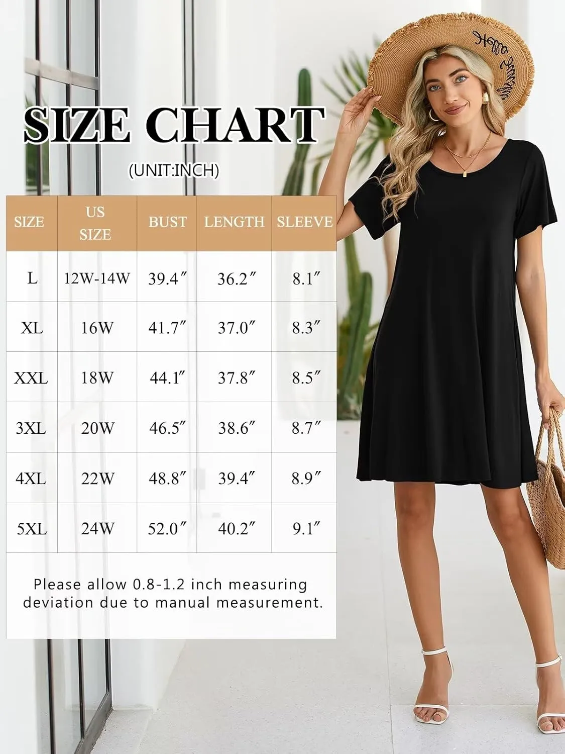 BELAROI Womens Summer Casual T Shirt Dress Loose Swing Tunic Dress Short Sleeve Sundress with Pockets