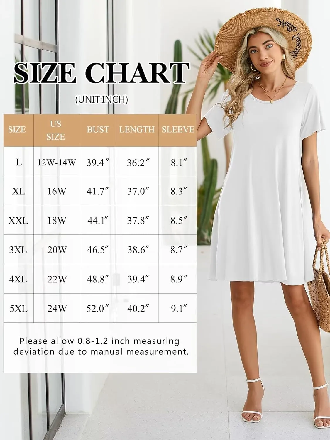 BELAROI Womens Summer Casual T Shirt Dress Loose Swing Tunic Dress Short Sleeve Sundress with Pockets