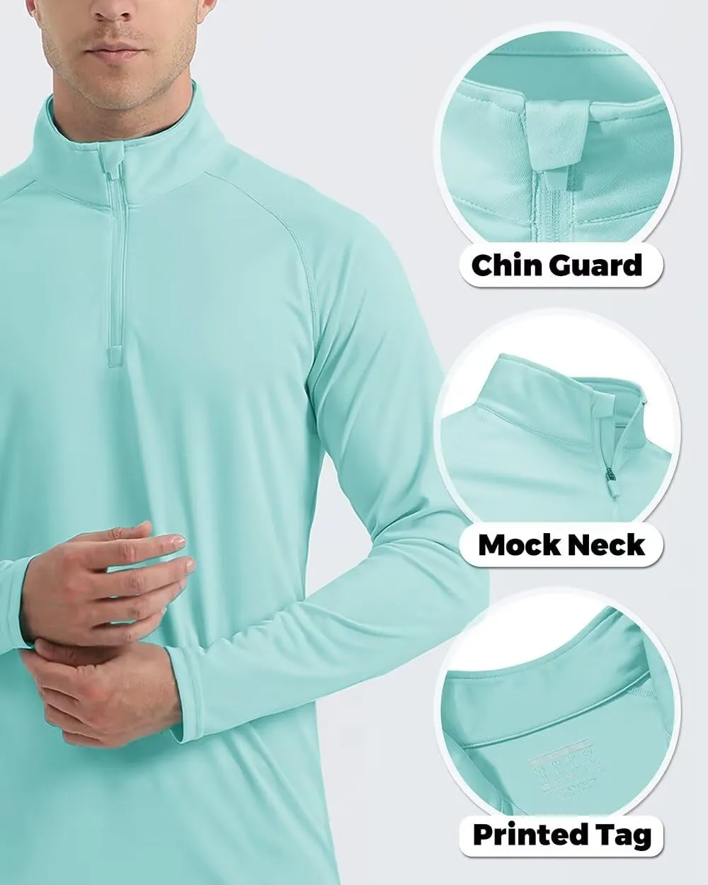 Boladeci Men's UPF 50  Sun Shirts 1/4 Zip Long Sleeve SPF UV Protection Lightweight Quick Dry Quarter Zip Golf Shirts