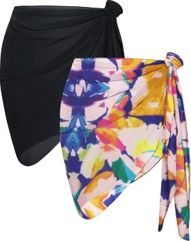 CHICGAL 2 Pieces Women Beach Sarong Bathing Suit Wrap Skirt Sheer Bikini Swimsuit Cover Ups for Swimwear