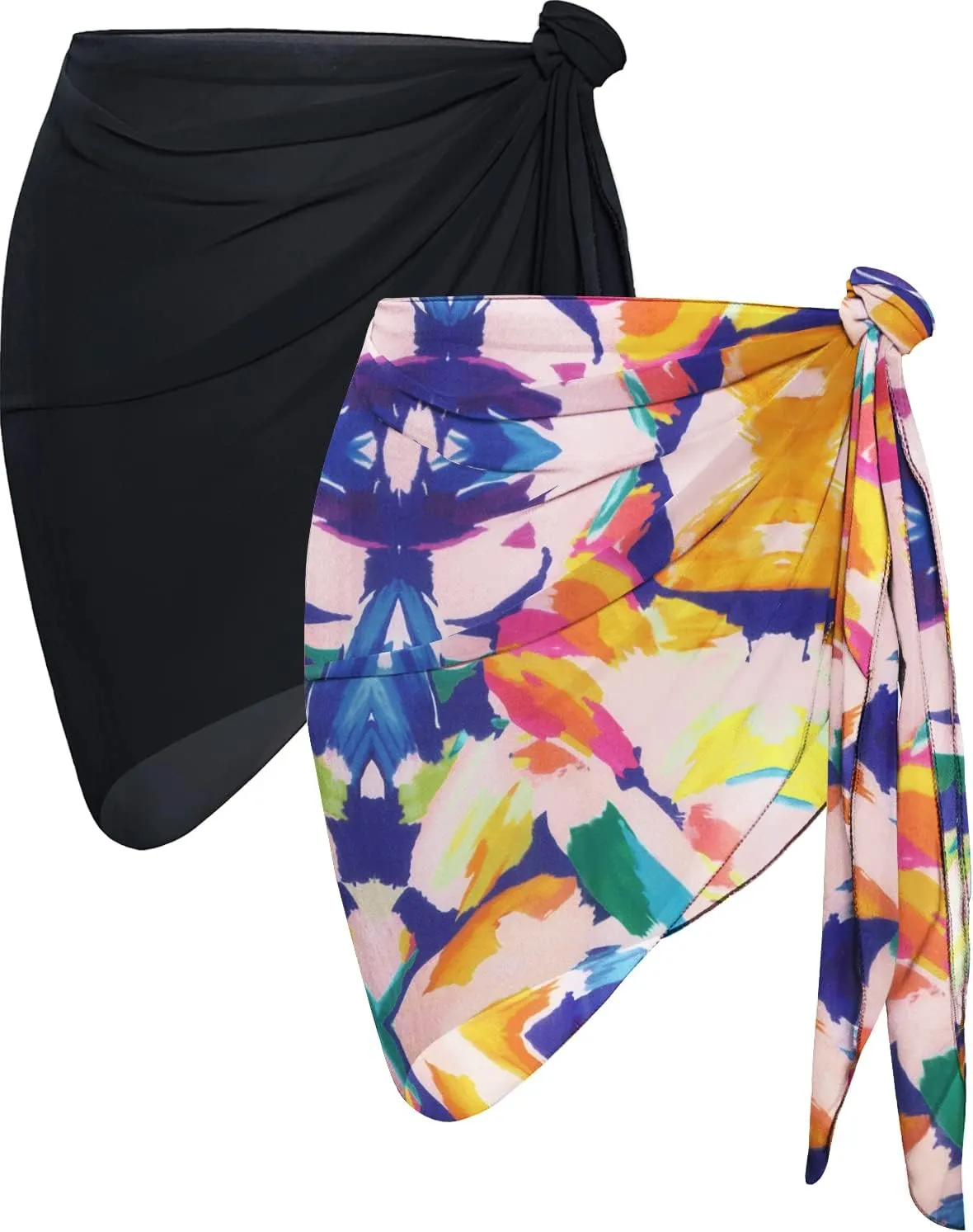 CHICGAL 2 Pieces Women Beach Sarong Bathing Suit Wrap Skirt Sheer Bikini Swimsuit Cover Ups for Swimwear