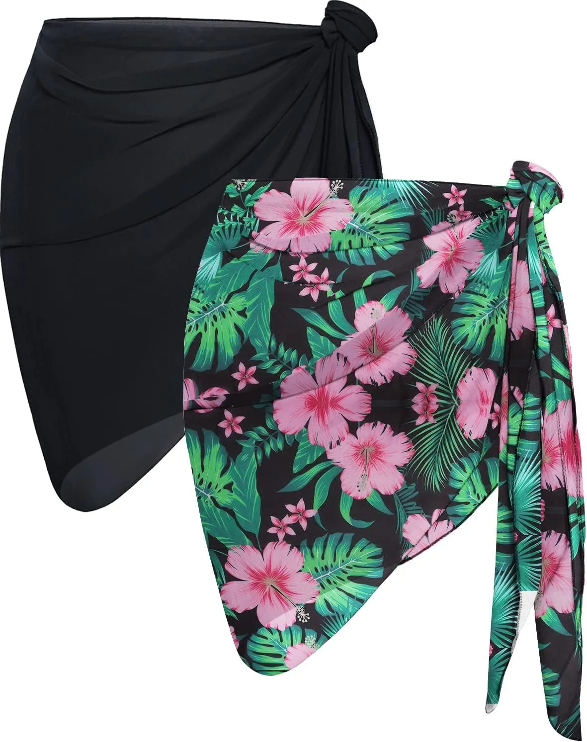 CHICGAL 2 Pieces Women Beach Sarong Bathing Suit Wrap Skirt Sheer Bikini Swimsuit Cover Ups for Swimwear