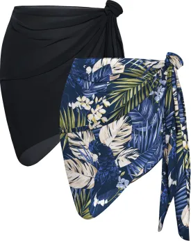 CHICGAL 2 Pieces Women Beach Sarong Bathing Suit Wrap Skirt Sheer Bikini Swimsuit Cover Ups for Swimwear