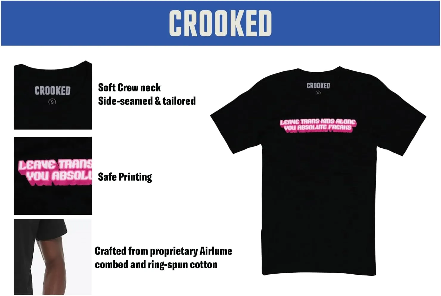CROOKED MEDIA Leave Trans Kids Alone Tee, Rainbow Pride Shirt, Support LGBTQ  Rights
