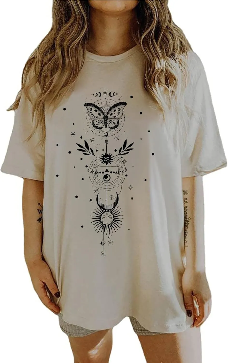 CSDAJIO Women's Casual Short Sleeve Loose Shirt Oversized T-Shirt Trendy Going Out Crew Neck Summer Graphic Tees