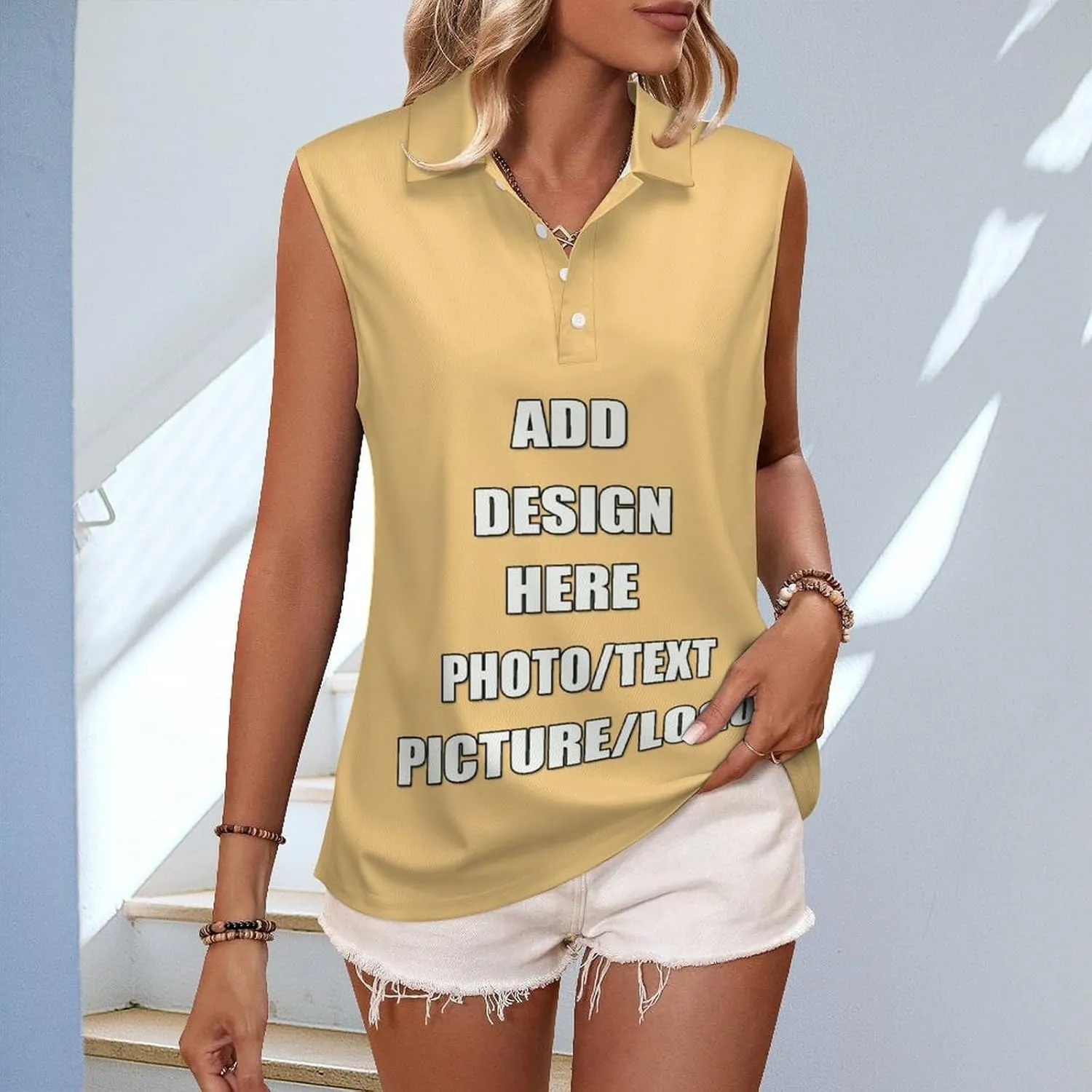 Customized V Neck T-Shirt Personalized Women Tee Design Your Own Add Picture Photo Text Front & Back