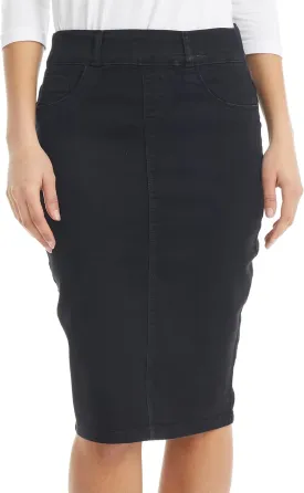 ESTEEZ Women's Stretch Denim Pencil Skirt  Soft, Flexible, Body-Hugging, Knee-Length Jean Skirt Brooklyn