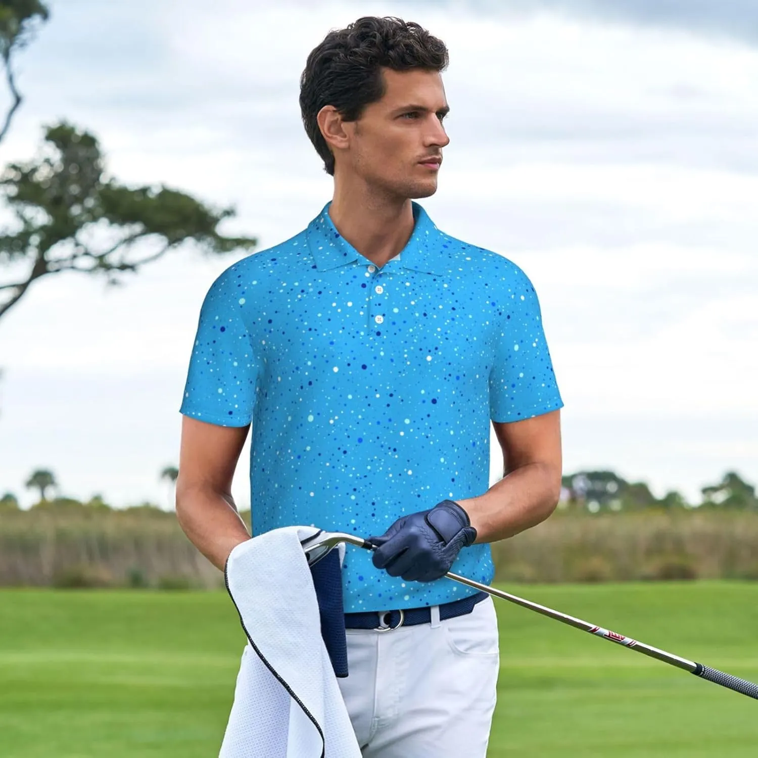 Funny Golf Polo Shirts,Performance Dry Fit Men's Golf Polos for Men,Short Sleeve Moisture Wicking Golf Shirts