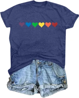 Gay Pride Shirts Women Rainbow Graphic Tee Love Wins T Shirt LGBT Equality Shirts Casual Summer Short Sleeve Tops