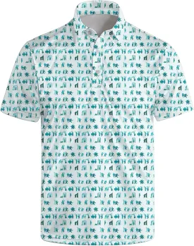Golf Polo Shirts for Men Funny Print Short Sleeve Golf Shirts Performance Golf Polos