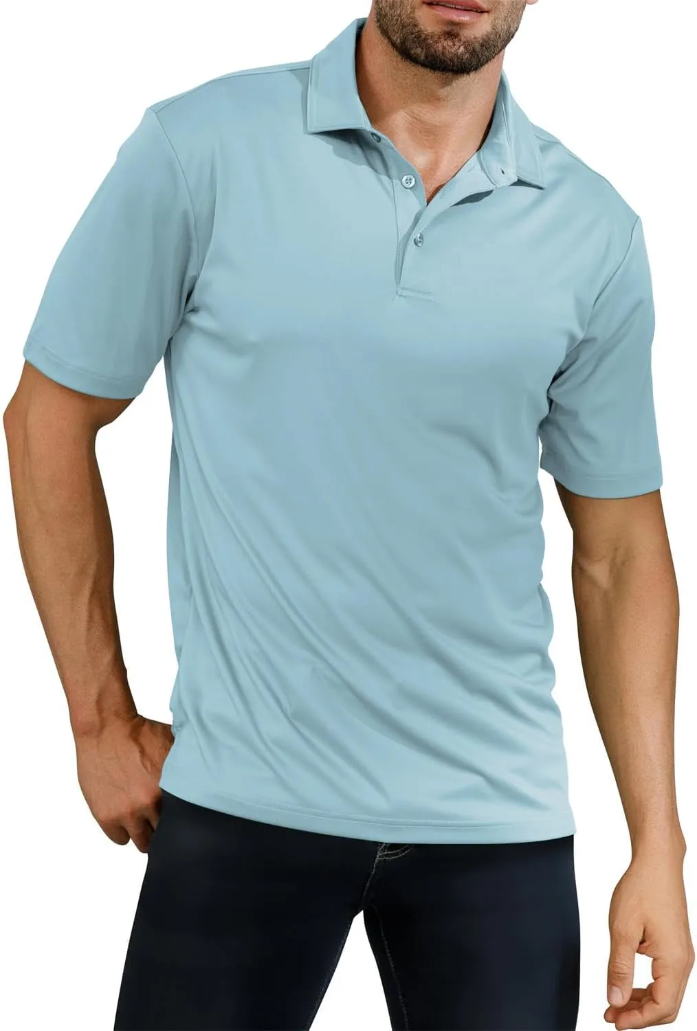 Golf Shirts for Men - Short Sleeve Performance Solid Moisture Wicking Polo Shirt