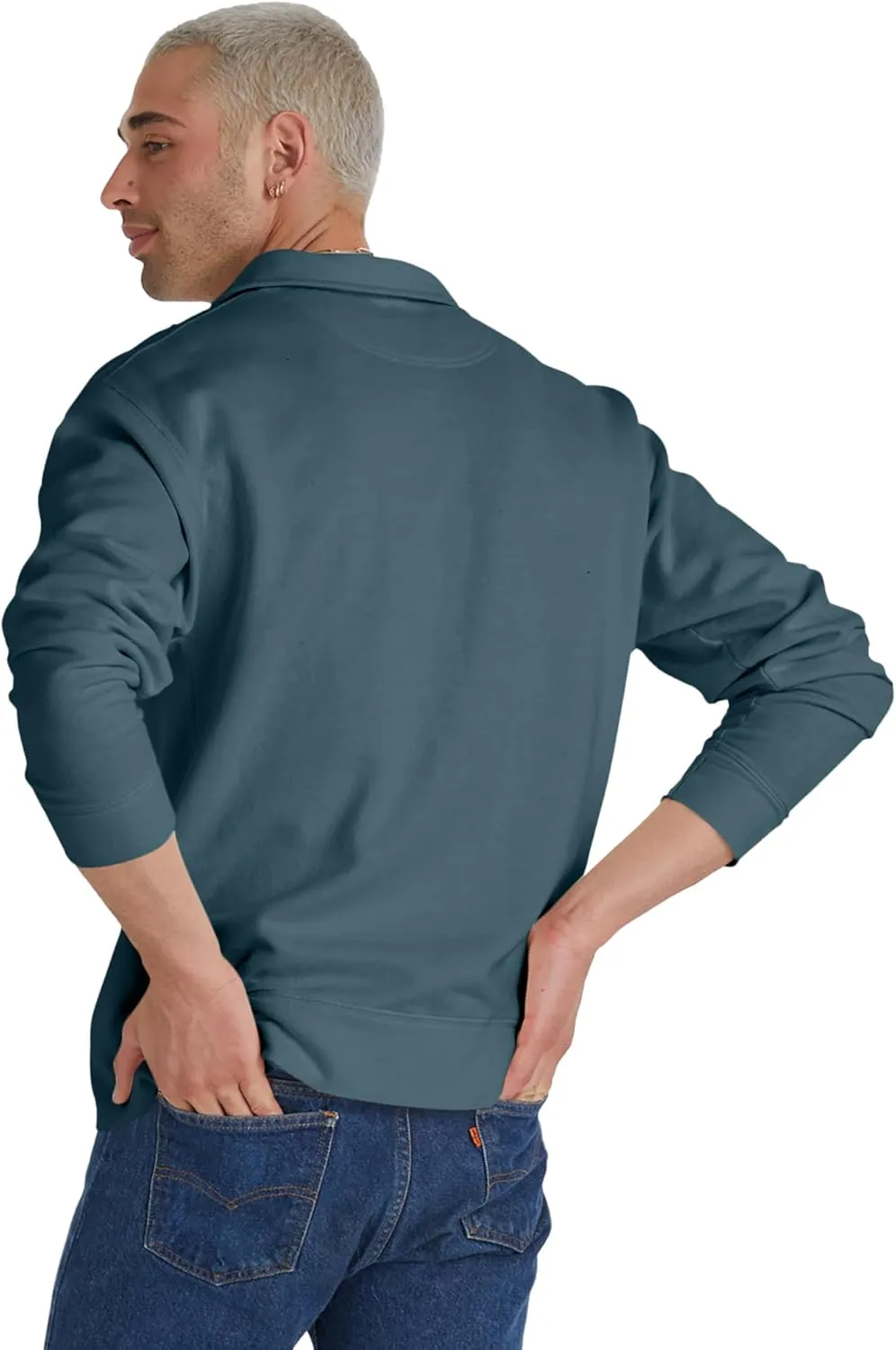 Hanes Men's Originals Fleece Polo Shirt, Garment Dyed Shirt For Men, Cotton Polo Shirt