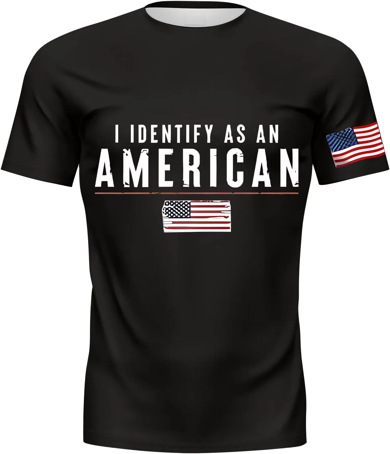I Identify As an American T-Shirt Men American Flag Patriotic Tee Shirts 4th of July Summer Gym Tops Muscle Tee