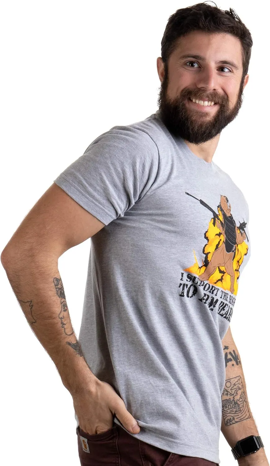 I Support The Right to Arm Bears | Dad Joke Funny Pun Gun Joke Men Women T-Shirt