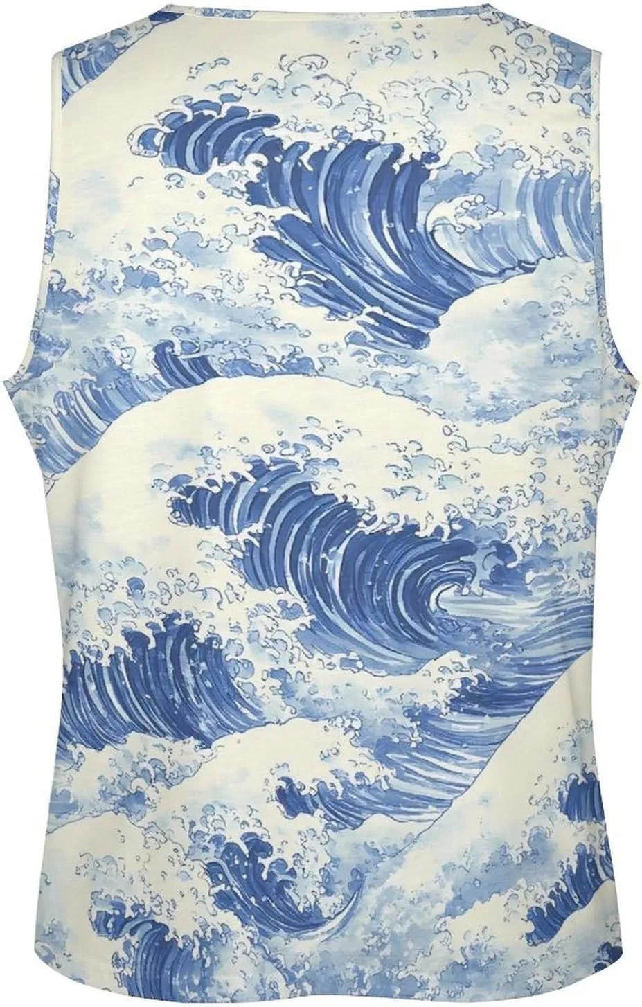 Japanese Ocean Waves Men's Tank Tops Vest Sleeveless Muscle T-Shirts Workout Gym Summer Beach