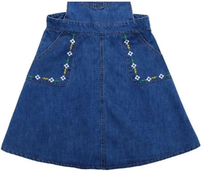 KIDSCOOL SPACE Girls Denim Skirts,Little Big Girls Soft Stretchy Jeans Overall Dress
