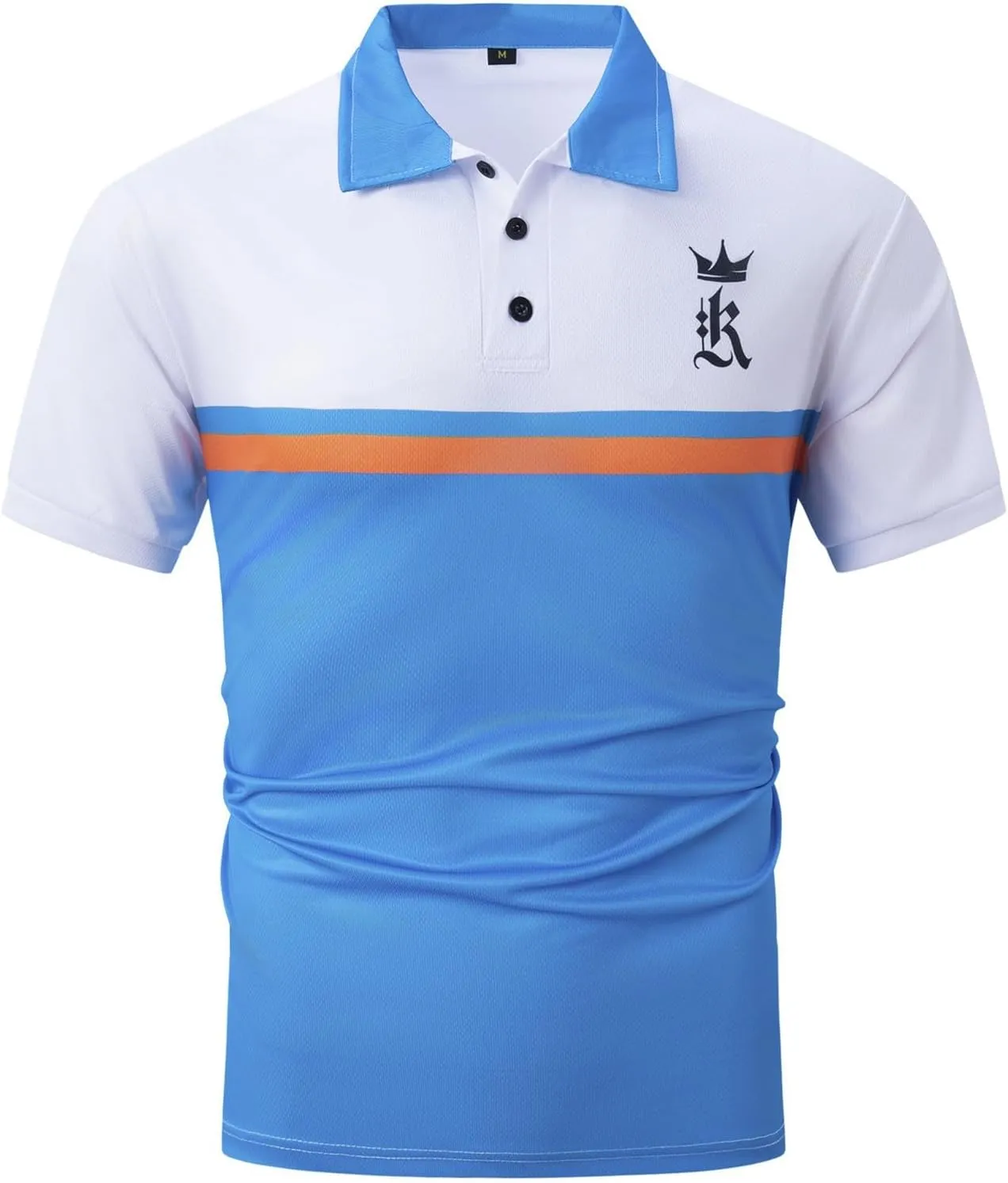 LCMTWX Men's Polo Shirts Fashionable Printed Button Color Blocking Sports T Shirt Slim Fit Tee Shirts for Men Casual