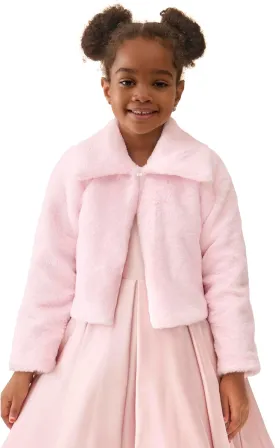 Lilax Girls Faux Fur Bolero Shrug Button Closure Cozy Jacket