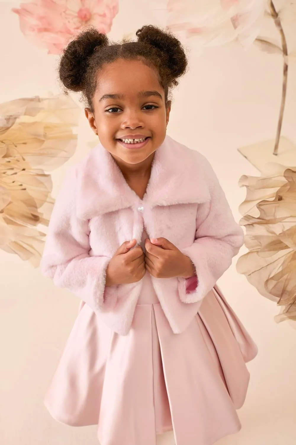 Lilax Girls Faux Fur Bolero Shrug Button Closure Cozy Jacket