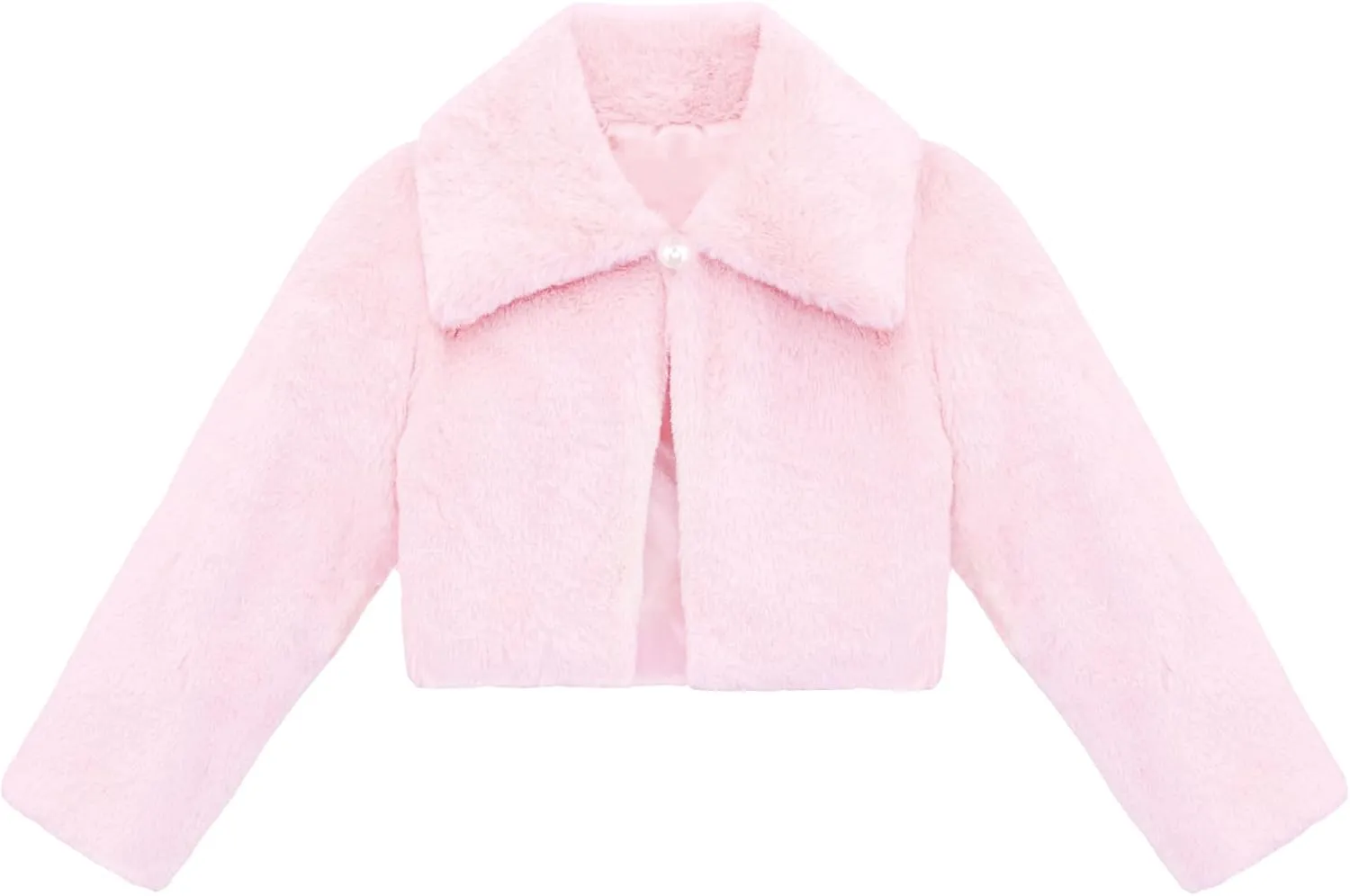 Lilax Girls Faux Fur Bolero Shrug Button Closure Cozy Jacket