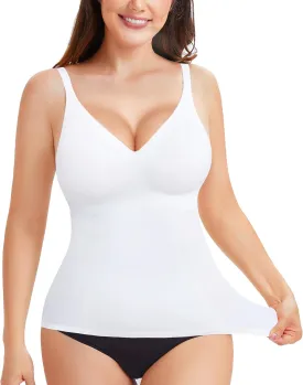 LODAY Compression Tank Tops for Women Tummy Control Shapewear Seamless Body Shaper Workout V-Neck Camisole Cami Tops