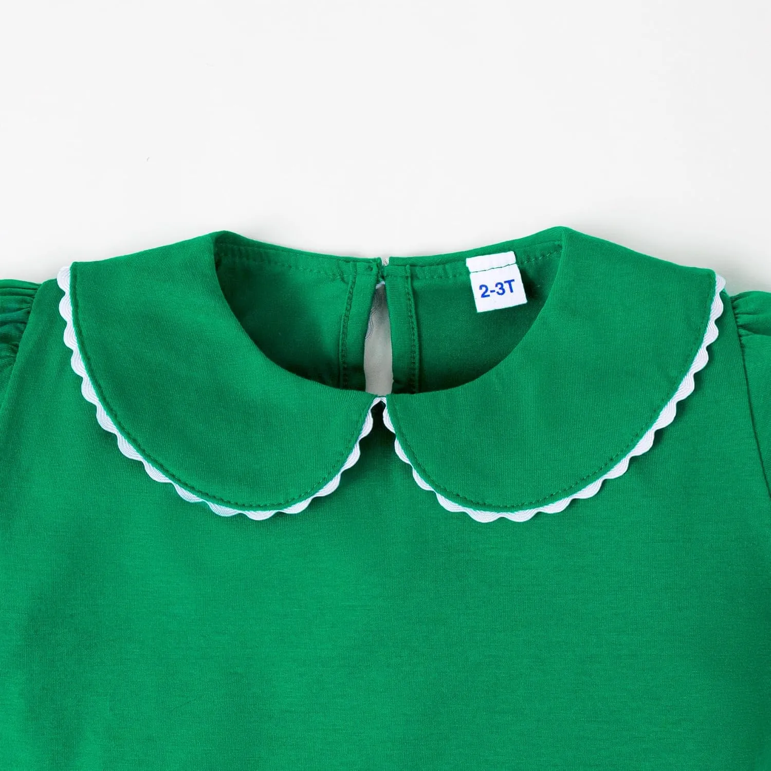 LYSMuch 2-5T Toddler Girls Peter Pan Collar Shirt Puff Short Sleeve Basic Top Blouse Solid Color Tee