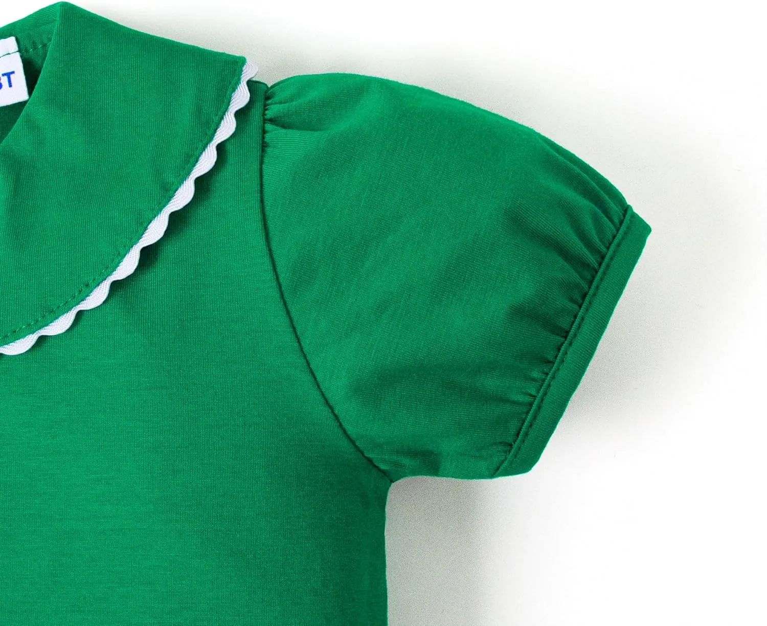 LYSMuch 2-5T Toddler Girls Peter Pan Collar Shirt Puff Short Sleeve Basic Top Blouse Solid Color Tee