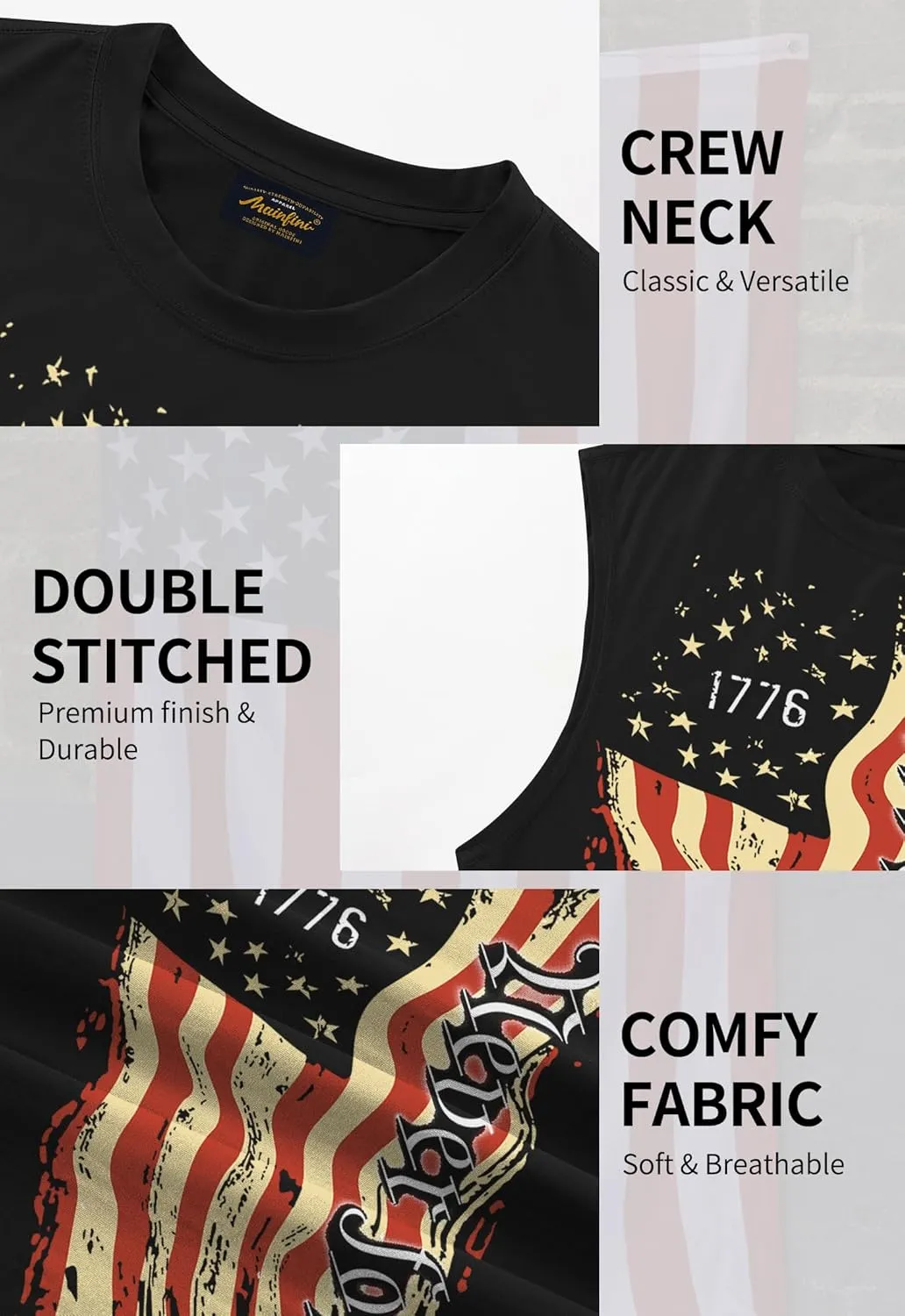 Mainfini Men's Muscle Tank Tops Sleeveless Tee Shirts American Flag Graphic Gym Workout USA Tank (S-3XL)