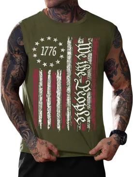 Mainfini Men's Muscle Tank Tops Sleeveless Tee Shirts American Flag Graphic Gym Workout USA Tank (S-3XL)