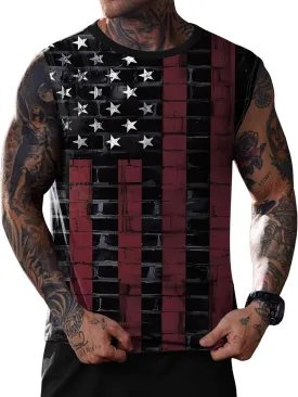 Mainfini Men's Muscle Tank Tops Sleeveless Tee Shirts American Flag Graphic Gym Workout USA Tank (S-3XL)