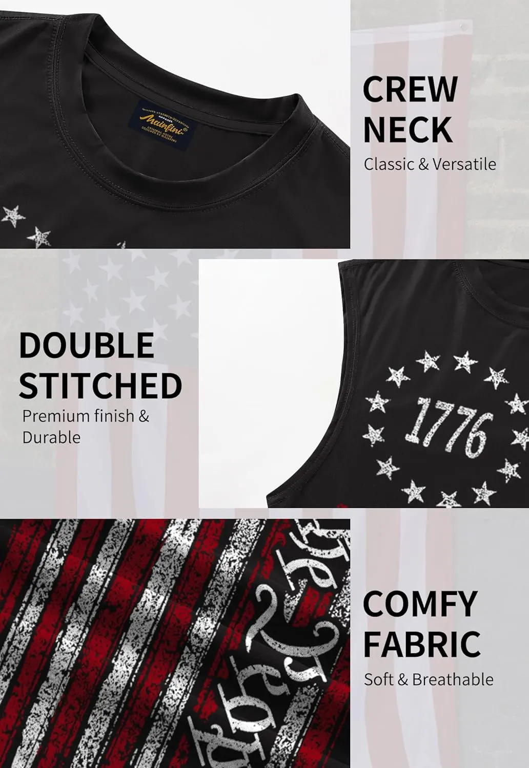 Mainfini Men's Muscle Tank Tops Sleeveless Tee Shirts American Flag Graphic Gym Workout USA Tank (S-3XL)