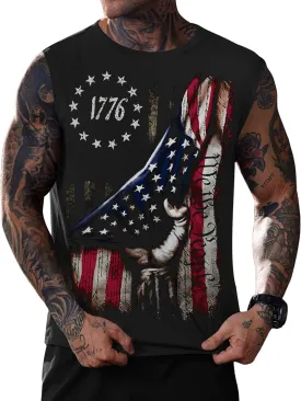 Mainfini Men's Muscle Tank Tops Sleeveless Tee Shirts American Flag Graphic Gym Workout USA Tank (S-3XL)