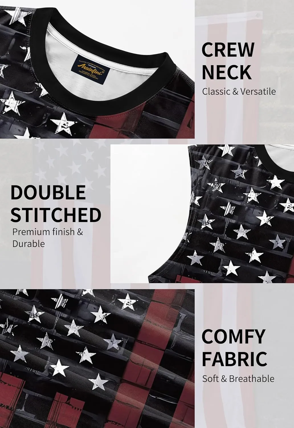 Mainfini Men's Muscle Tank Tops Sleeveless Tee Shirts American Flag Graphic Gym Workout USA Tank (S-3XL)