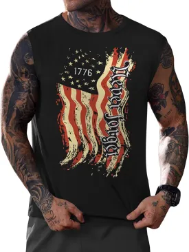 Mainfini Men's Muscle Tank Tops Sleeveless Tee Shirts American Flag Graphic Gym Workout USA Tank (S-3XL)