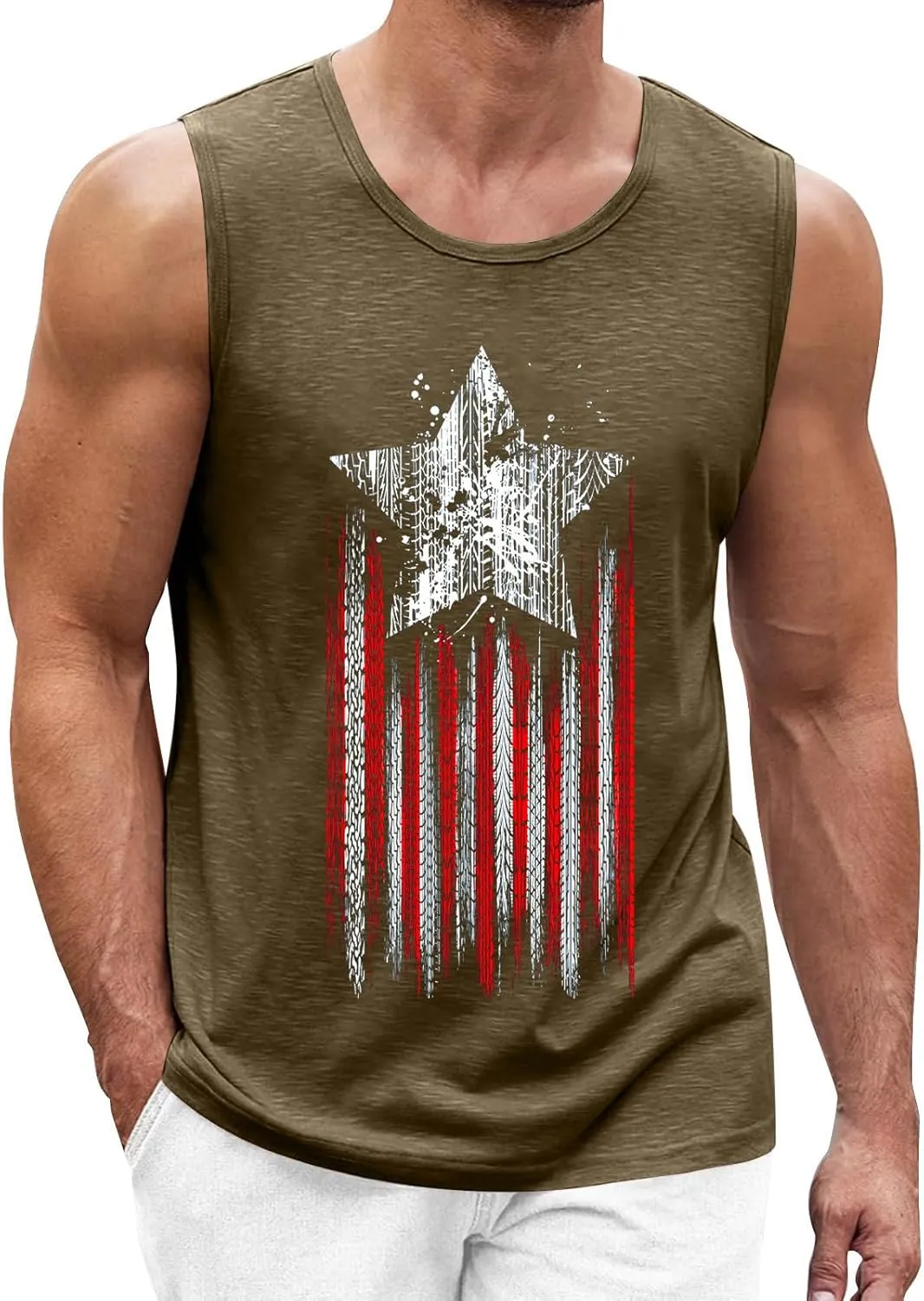 Men American Flag Tank Tops Independence Day Theme 3D Digital Print Sleeveless Tanks Top Bodybuilding Fitness Tshirts