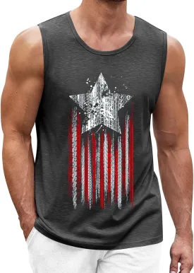 Men American Flag Tank Tops Independence Day Theme 3D Digital Print Sleeveless Tanks Top Bodybuilding Fitness Tshirts